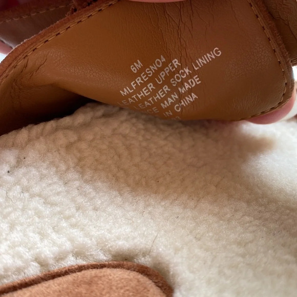 Marc Fisher Shoes Marc Fisher Fresno Natural Tan Shearling Sherpa Slide Sandals - Picture 6 of 8